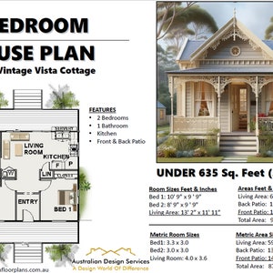 Gästehaus Grundriss / Kleine und kleine Haus-Pläne / 59m2 / 635 sq-Fuß-Haus-Plan / Grandma Flat 26 x 35 Backyard Wohnung- Texan Cabana