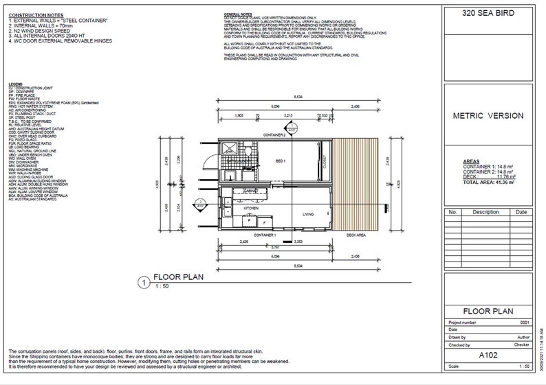 Set di piani di costruzione Piani di casa per container/ Soggiorno minimalista/ Casa container con 1 camera da letto più venduta/ Architettura sostenibile immagine 5