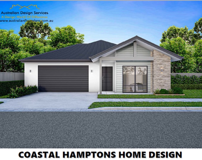 House Plans for Sale | Coastal Hampton Style, 4 Bedroom, 2 Bathrooms, Back Patio | Home Plans | 4 Bedroom  design