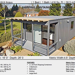 Build Plan#416 Argus- Shipping Container House Plans | Best-Selling 1-Bedroom Container Home