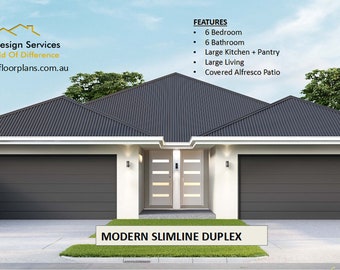 Modern Narrow Land Duplex design  | 6 Bed 6 bath duplex house plans | duplex House Plans For Sale