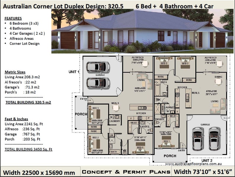 Elegant 40 Corner Lot Duplex House Plans