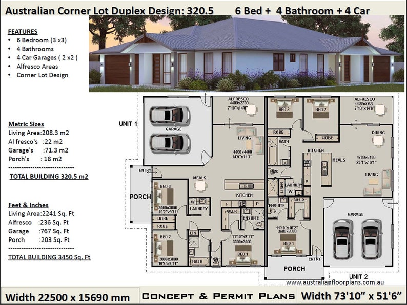  Duplex House Plans 6 Bedrooms Corner Lot Duplex House 