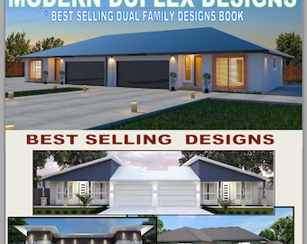 BEST SELLER  ***** 5 Star Duplex House plans book  - house plans -duplex floor plans -multi family home plans and designs catalog blueprints