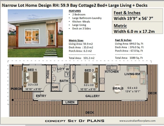  Small  and Tiny  Homes  2 Bedroom house  Plan  Australia  2 Etsy