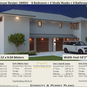 6 Bedrooms duplex house plan | 269.8 m2  or 2904 Sq Foot |  Best Selling House Plans For Sale