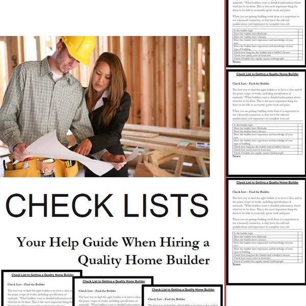 Home Builder Checklist - Etsy