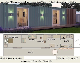 Concept Shipping Container Home Plans | 40 Foot Shipping Container Home | Blueprints USA  feet & Inches - buy house plans online here