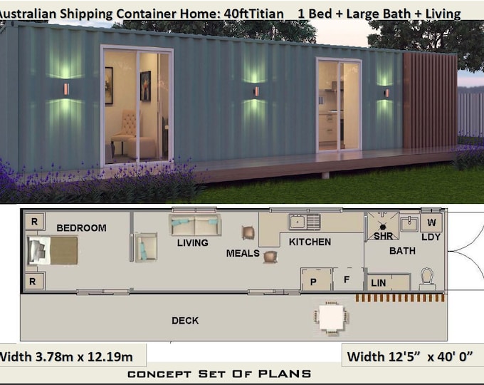 Concept Shipping Container Home Plans | 40 Foot Shipping Container Home | Blueprints USA  feet & Inches - buy house plans online here