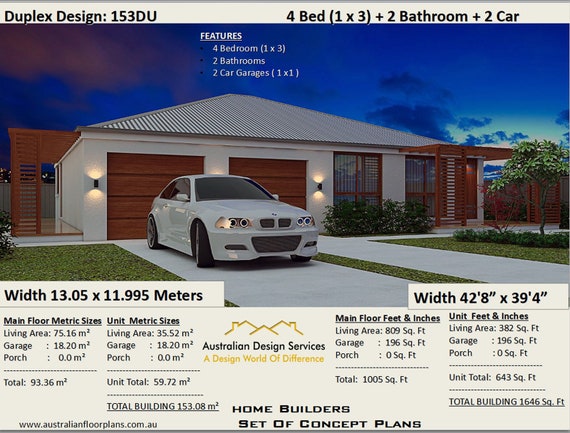 House Granny Flat Duplex House Plan 4 Bed Dual Key Etsy