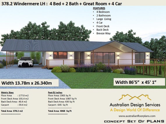 378m2 Or 4068 Sq Feet Acreage Home Design Hillside House Etsy