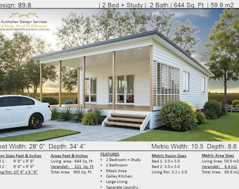 Compact 2-Bedroom + 2-Bathroom House Plans | Granny Flat Designs Under 1000 Sq Ft for Australia & USA
