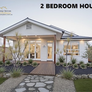 Modern 2-Bedroom House Concept Plan - house plans- building plans- granny flat design - Feet and Inches and Metric Versions