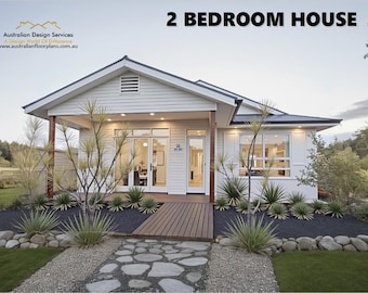 Modern 2-Bedroom House Concept Plan - house plans- building plans- granny flat design - Feet and Inches and Metric Versions