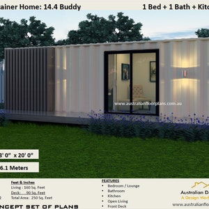 20 Foot Shipping Container Home | Concept House Plans | Blueprints USA  feet & Inches - Australian Metric Sizes- Hurry- Last Sets