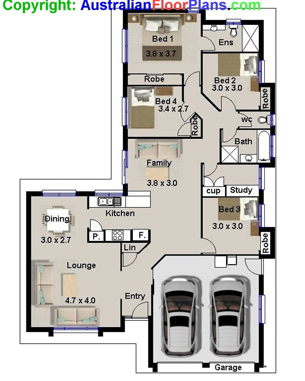 Narrow Lot 4 Bedroom house plans Narrow Home Plans 4 Etsy