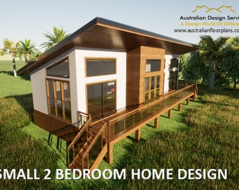 2 Bedroom house plan / Small and Tiny House Plans / metric Under 1200 sq. foot house plans/ 107.4 m2 or 1153 sq. foot