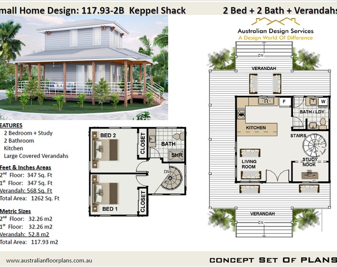 2 BED GRANNY FLAT Plans All New Design 700 Sq. Ft. or 65 Sq Meters / Keppel Shack 2 Bedroom Small Home Design Plans For Sale
