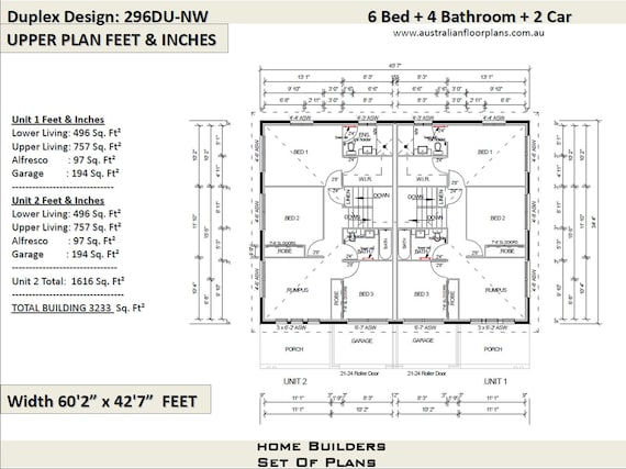 6 Bedroom Modern Duplex Plan House Plan 3233 Sq Foot 300 Sq Meters Semi Detached House Plan Multi Living Plans Twin Home Plans