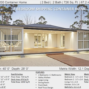Build Plan#1200 Combination: Shipping Container Home with Combination Roof house plans | House Plans Container home | 2 Bed Container Home