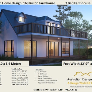 3 Bedroom Rustic Farmhouse 120 m2  or 1290 sq foot living Area | Small & Tiny  House Plan - Concept House Plans Sale