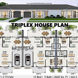 Triplex Best-Selling House Plans | 6 Bed 3 bath Triplex house plans | Triplex House Plans for Sale
