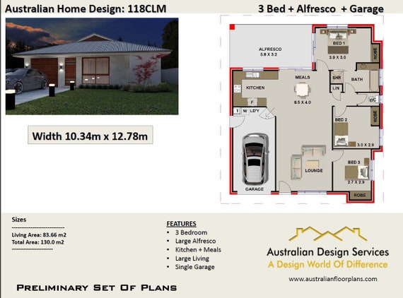 Modern House Plans 130m2 3 Bedroom Garage 3 Bed Room House Plans Home Plans For Sale 3 Bedroom Design A Home