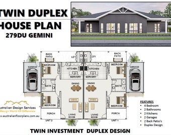Twin Investment Duplex Best Selling house plans | 2 Family House Plan | multi-family living investment opportunity