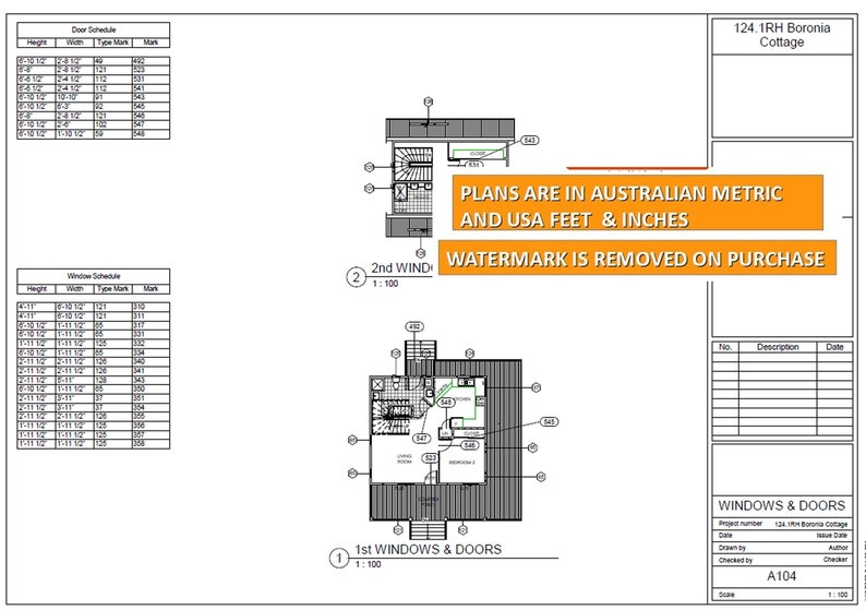 Cottage Cabin / 2 Bedroom Cottage house plan / Small and Tiny House Plans / Under 100 m2 or 1200 sq foot house plans / Granny Flat 26 x 36 image 6