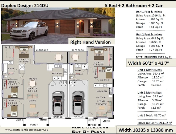 215 M2 Or 2313 Sq Foot 5 Bedrooms Duplex Design Bedrooms Duplex Design 5, 30×30 Garage Plans