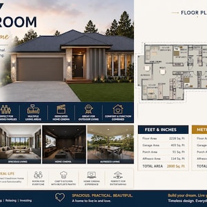 5 Bed Family Home Plan | Modern Single Story House Design | 2800 Sq Ft Luxury Home Blueprint | Home Cinema + Butler’s Pantry | House Plans