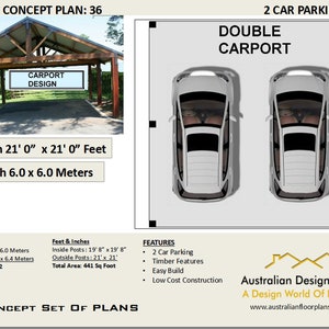 2 CAR CARPORT PLANS - Easy Build Concept popular craftsman design  House Plans For Sale