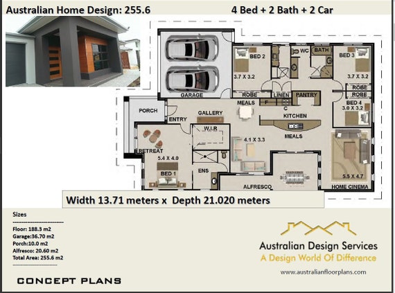 255 6 m2 Modern 4  Bedroom  Concept house  plans  modern house  