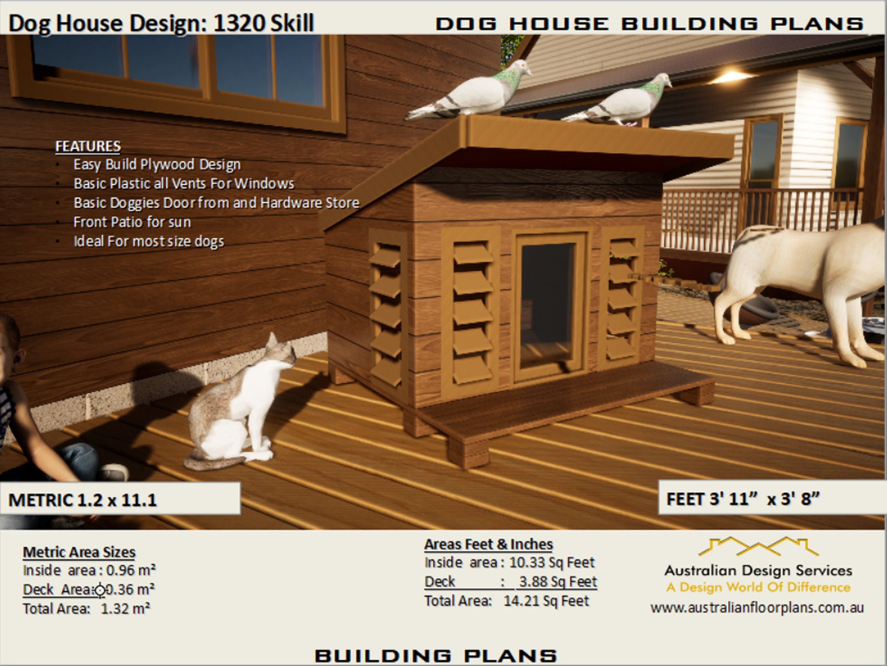 Dog Kenneldoghouse Plans Easy Build With Cut/plywood Pet House wooden