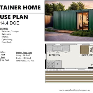Build Plan#14.4 Doe: Cutting-Edge Shipping Container Home Plans | Full Construction Floor Plans | | Blueprints feet & Inches and Metric