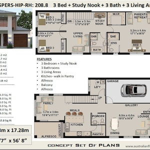 Duplex-Townhouse house plan |house design | 208 m2 | 2247 sq. feet | two story floor plans | modern duplex house plan two-family home