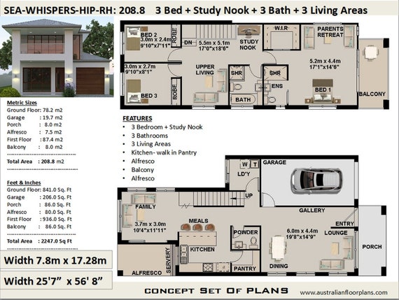 Duplex Townhouse House Plan House Design 208 M2 2247 Sq Etsy