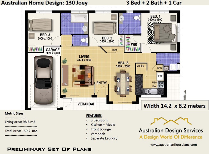Modern Homestead House Plans For Sale 130m2 3 Bedroom 3 Bed Room Villa Plans Home Plans For 3 Bedroom Floor Plans 3 Bedroom