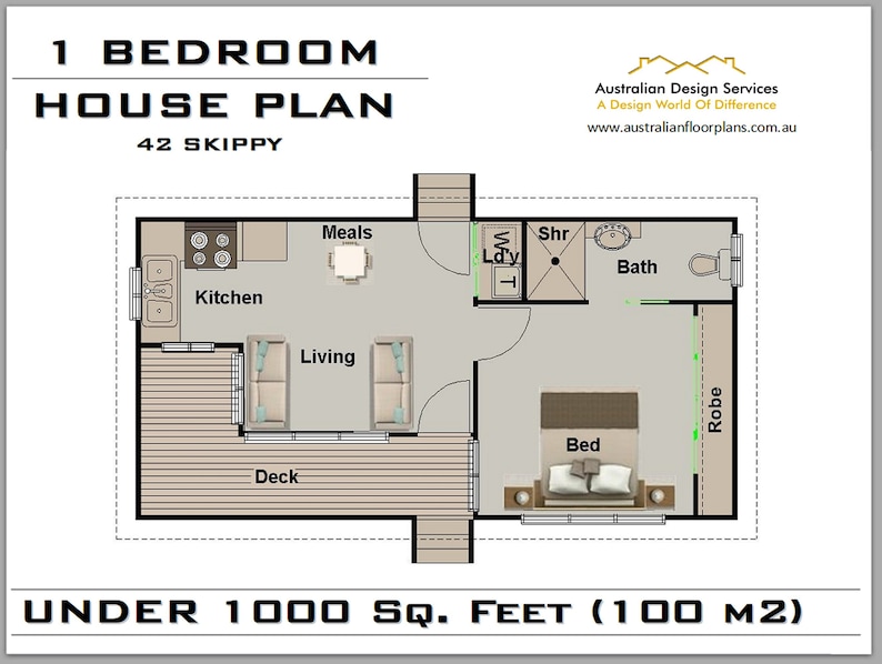 42 Skippy House Plan Under 1000 sq. foot 1 Bedroom house | Etsy