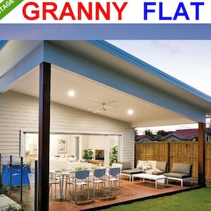 2 Bedroom Granny Flat, Size (59.4 m2) (639 Sq Foot),2 Bed Small & Tiny Home-Living, Skillion Roof Design- Under 1200 sq foot house plans