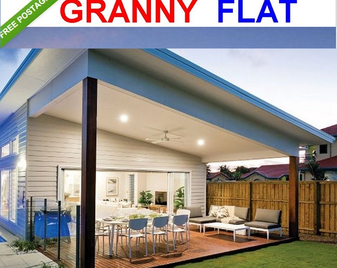 2 Bedroom Granny Flat, Size (59.4 m2) (639 Sq Foot),2 Bed Small & Tiny Home-Living, Skillion Roof Design- Under 1200 sq foot house plans