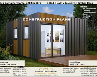 Construction Plans Set - Shipping Container House Plans| Minimalist living| Best Selling 1 Bedroom Container Home| Sustainable architecture