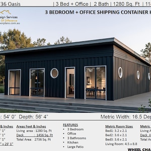 Build Plan#2736 Oasis: Top-Rated Shipping Container House Plans, 3 Bedrooms, Office, and 2 Bathrooms | Favorite Designs for Container Homes