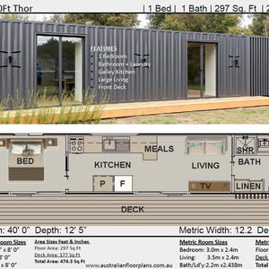 Construction Plan#40 Thor: Construction Plans for a Shipping Container | 500 SQ. FOOT | House Plans | Best Selling Container Home