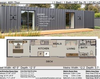 Shipping Container Home Construction Plans: 500 Sq Ft (PDF Plan)