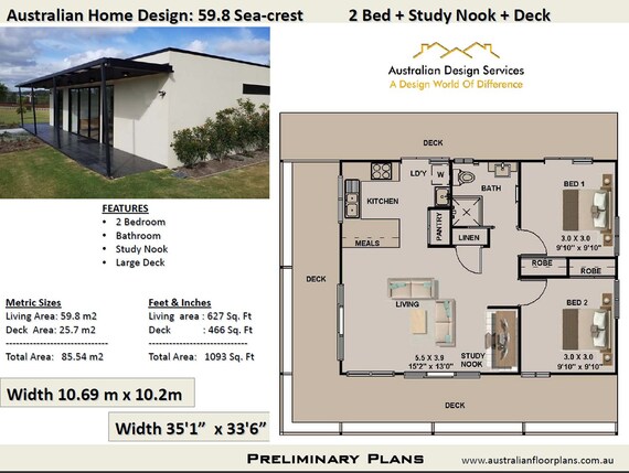 Small House Plans Australia 2 Bed Design Living Area 627 Sq Feet 59 9 M2 2 Bed Study Nook Home Concept House Plans For Sale Colonial