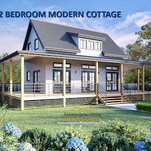 Modern Cottage House Plan | 108 m2 Living area  or 1160 sq foot -settlers cottage Plans Sale in Metric and Feet & Inches