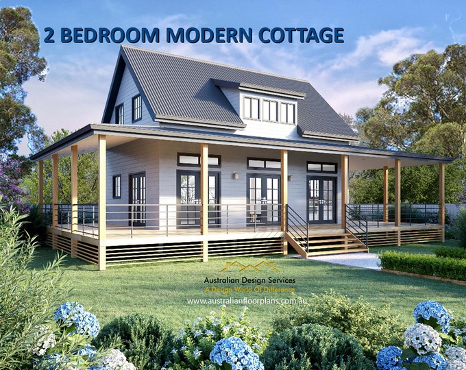 Modern Cottage House Plan | 108 m2 Living area  or 1160 sq foot -settlers cottage Plans Sale in Metric and Feet & Inches