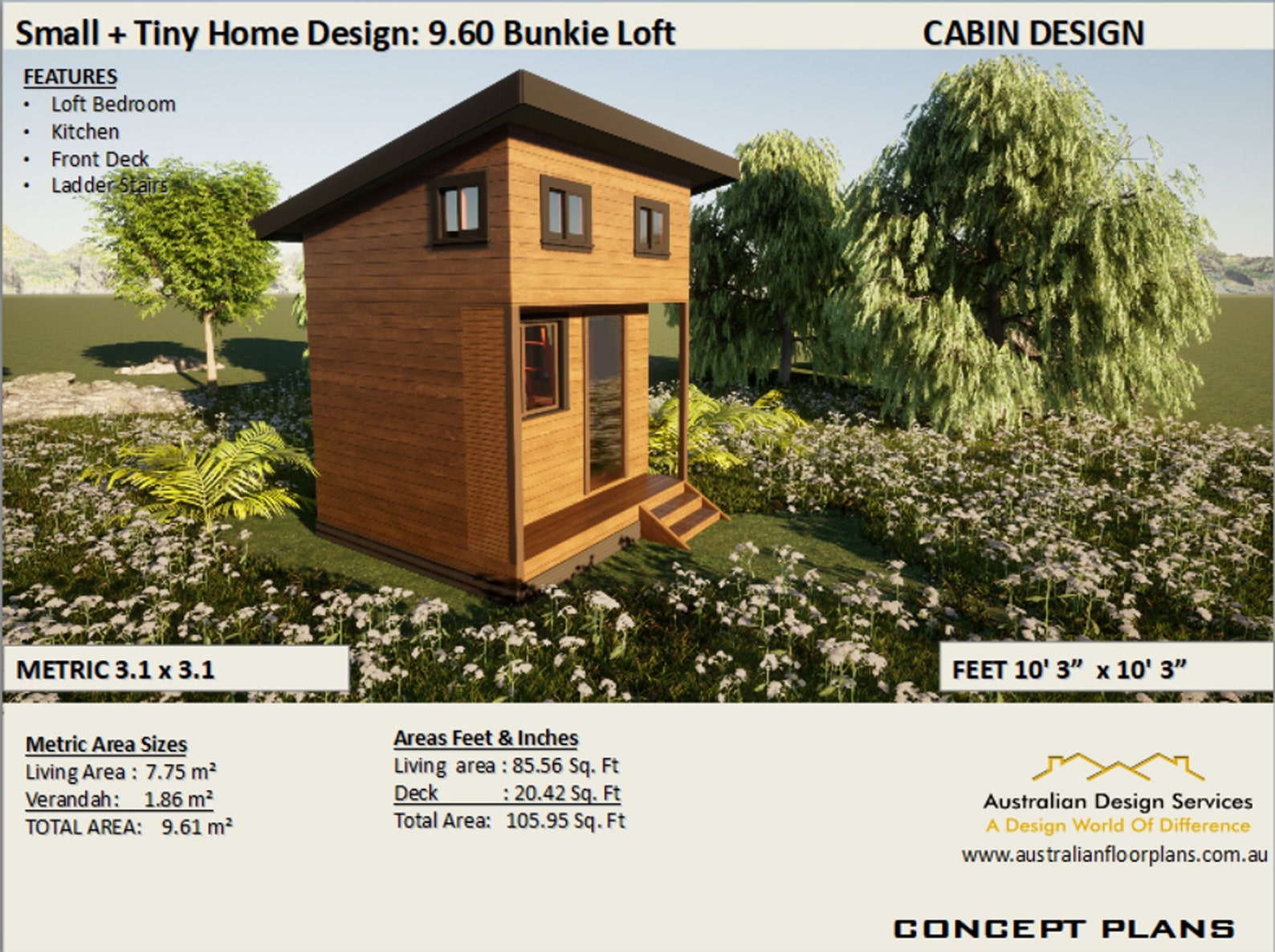 Affordable Tiny House Plans 105 Sq Ft Cabin/bunkie With Loft - Etsy Canada