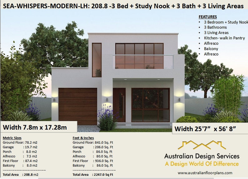 Duplex-Townhouse house plans Modern 2 story home 208 m2 | Etsy